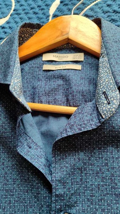 Camisa Azul Homem Mango | Tamanho XS | Slim Fit