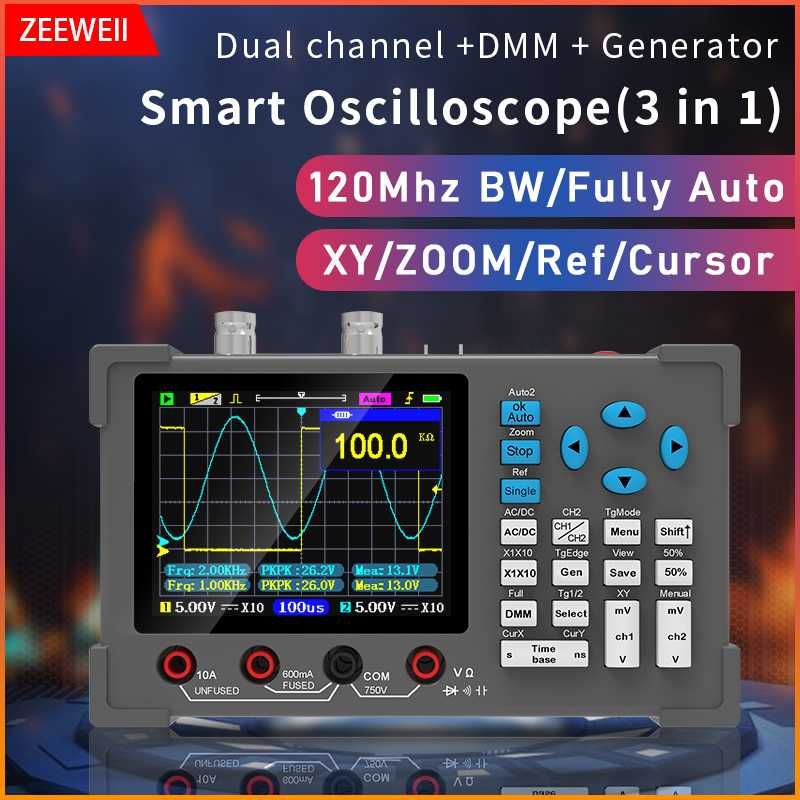 Nowy oscyloskop Zeeweii DSO3D12 120/60Mhz multimetr generator 2sondy