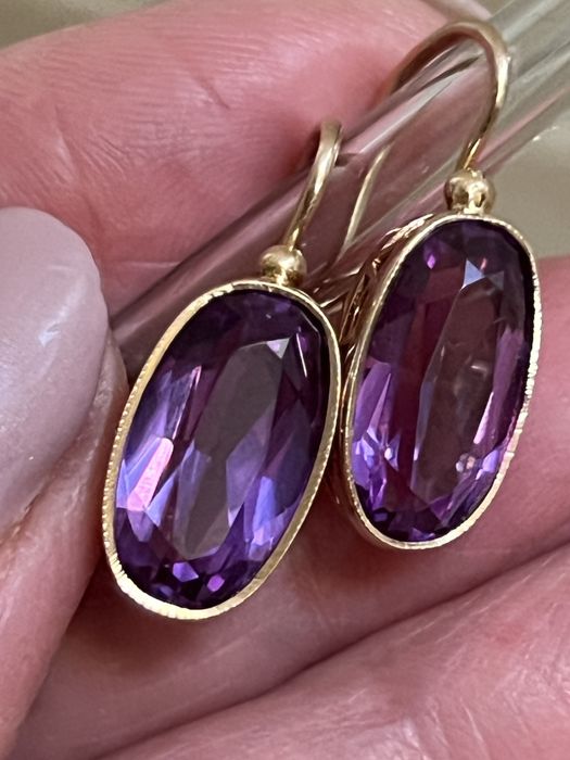 Золоті сережки з олександритом. Золотые серьги александрит СССР