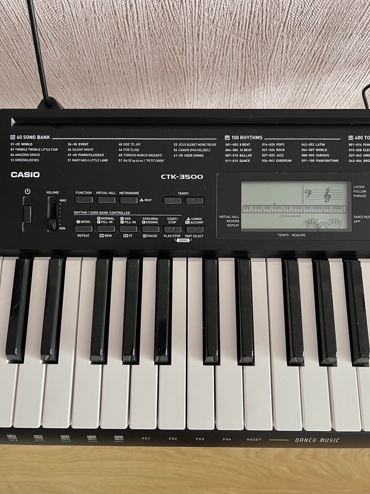 Продам синтезатор Casio CTK 3500+ стійка+педаль+пюпітр+блок живлення