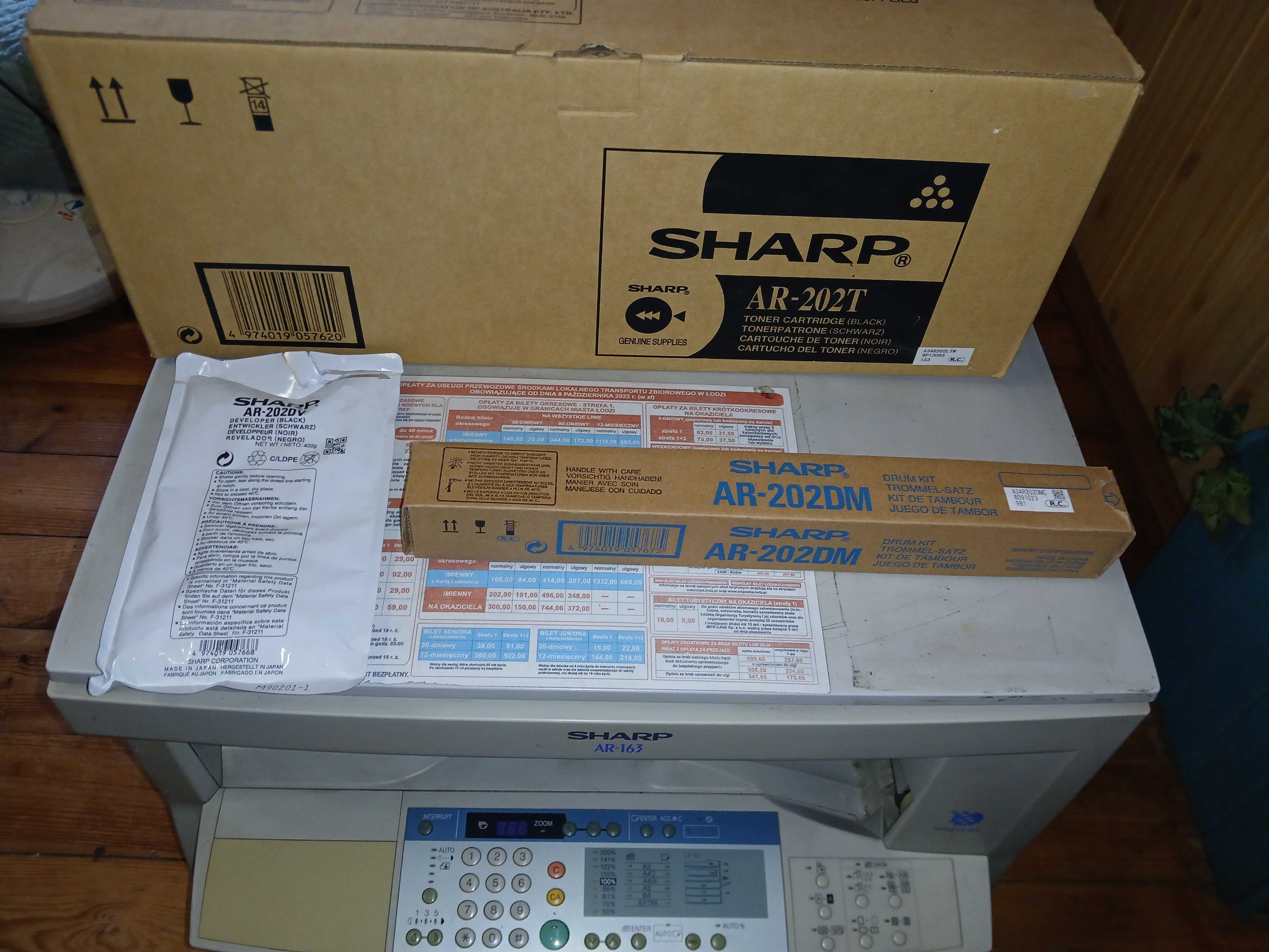 Kserokopiarka Sharp AR 163 +Toner +developer +Bęben