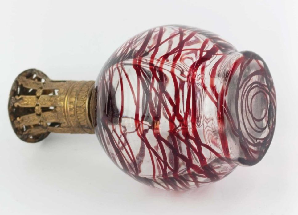 Lampa zapachowa antyczna szkło i mosiądz XIX w.