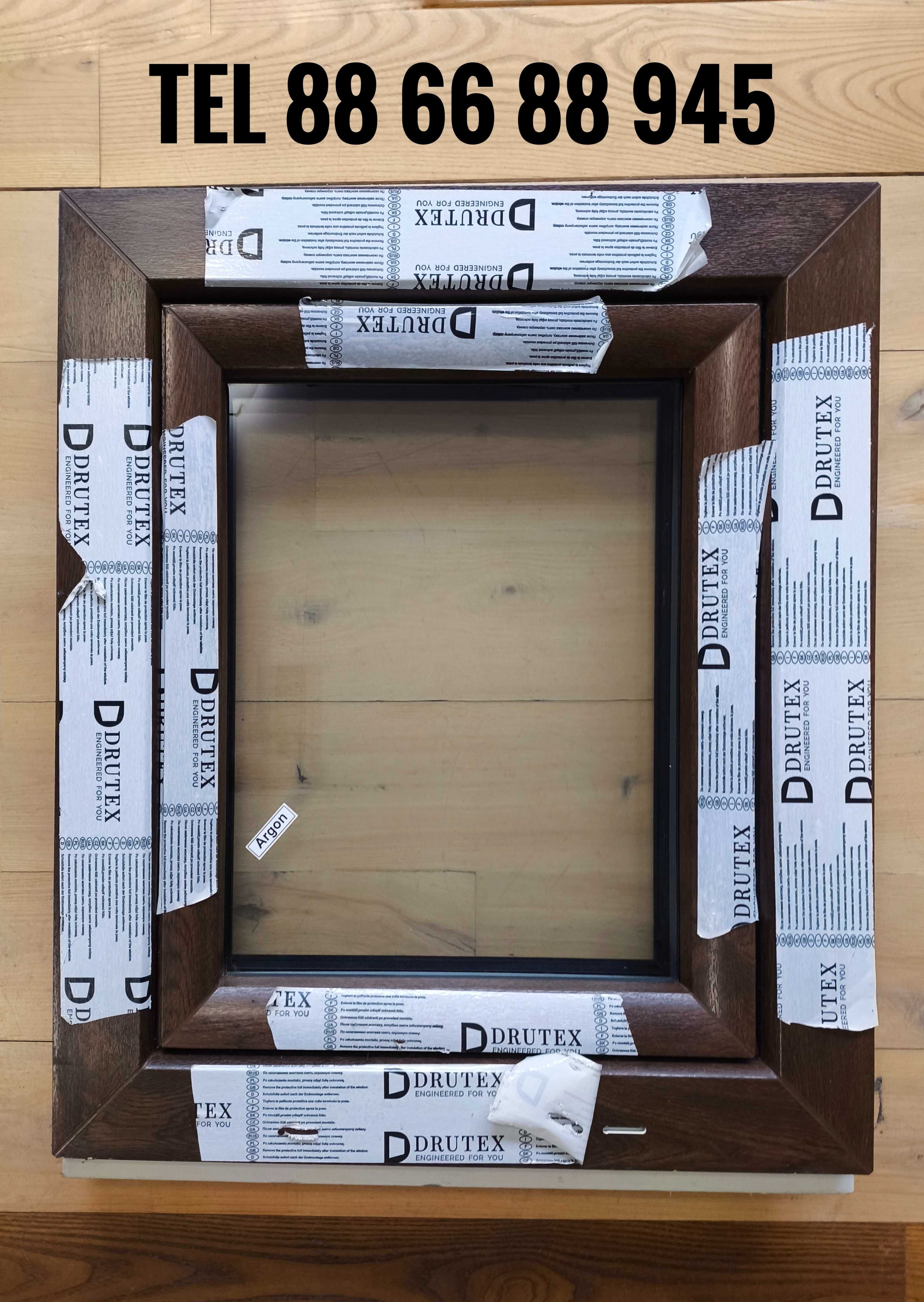 Okno PCV 600 x 700 mm Drutex w kolorze orzech - dostępne od ręki