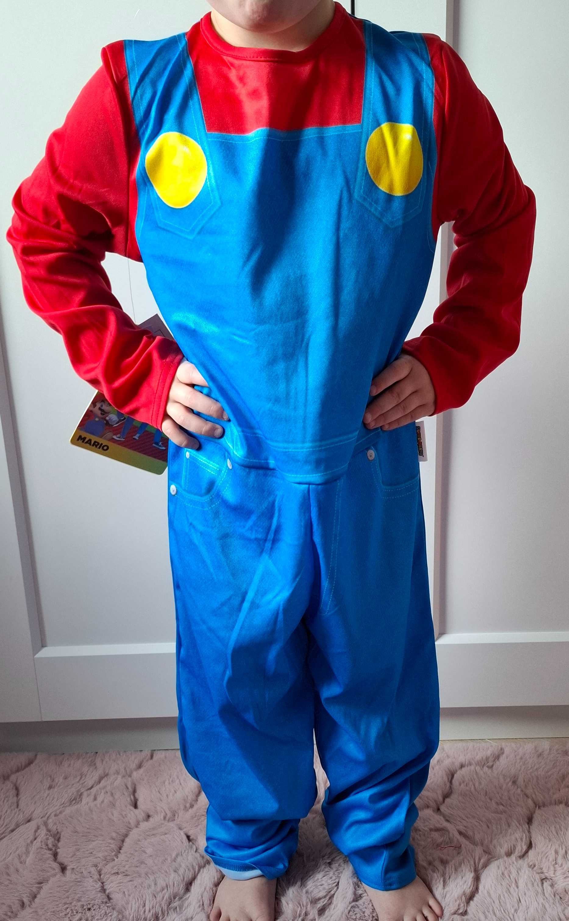 Strój Kostium Przebranie Super Mario 110-116 czapka nowy