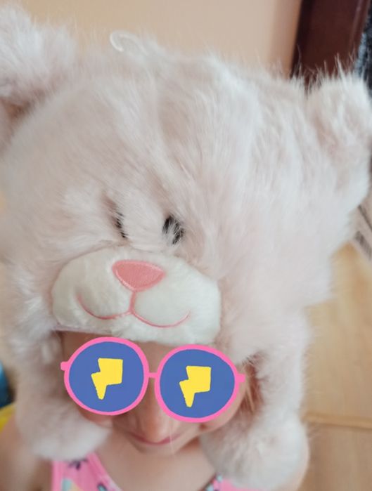 Nowa śliczna czapka futrzak miś kotek dla dziewczynki rozm. 52-53