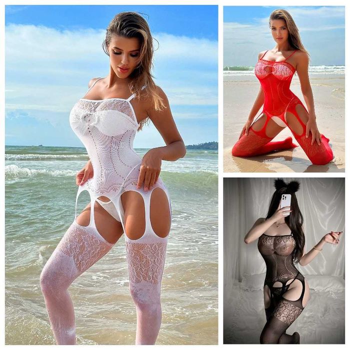 Эротическое нижнее белье,боди,чулки с поясом,комплект еротична білизна