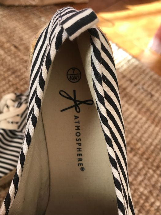 {40/41} Sapatos de verão com padrão riscado preto e branco, Atmosphere