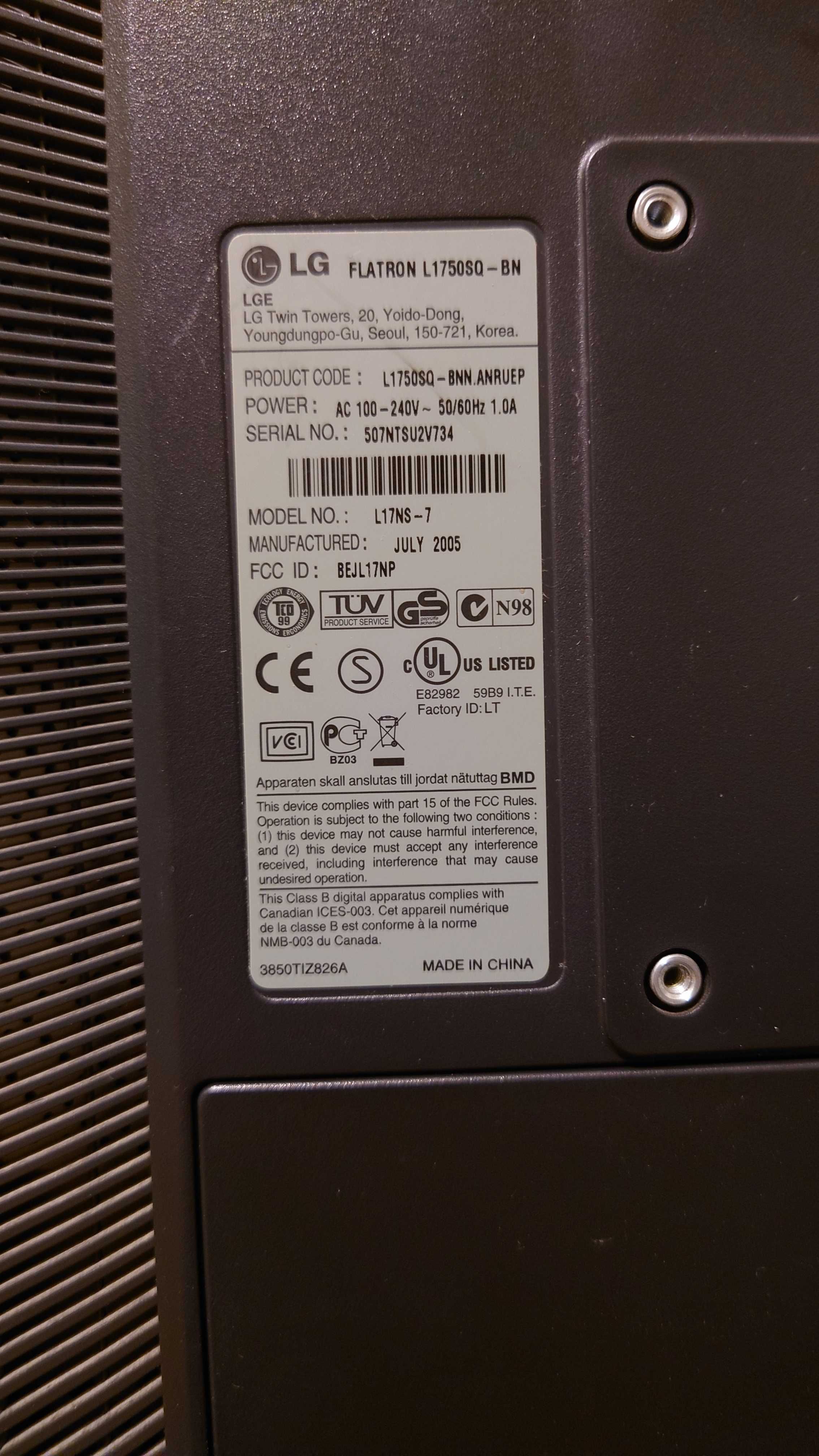 Монітор LG Flatron L1759SQ