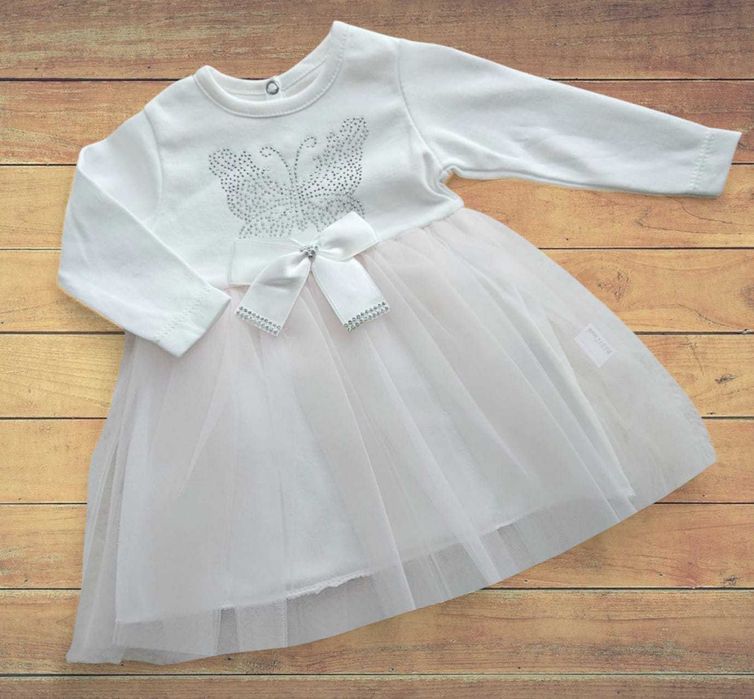 Sukienka bawełniana, tiulowa dla dziewczynki 80 - 12 miesiecy