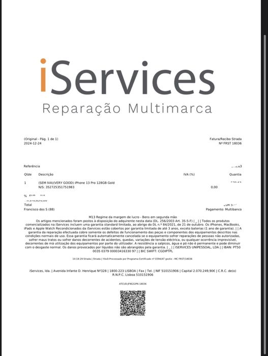 Iphone 13pro 128gb | Dourado | Garantia