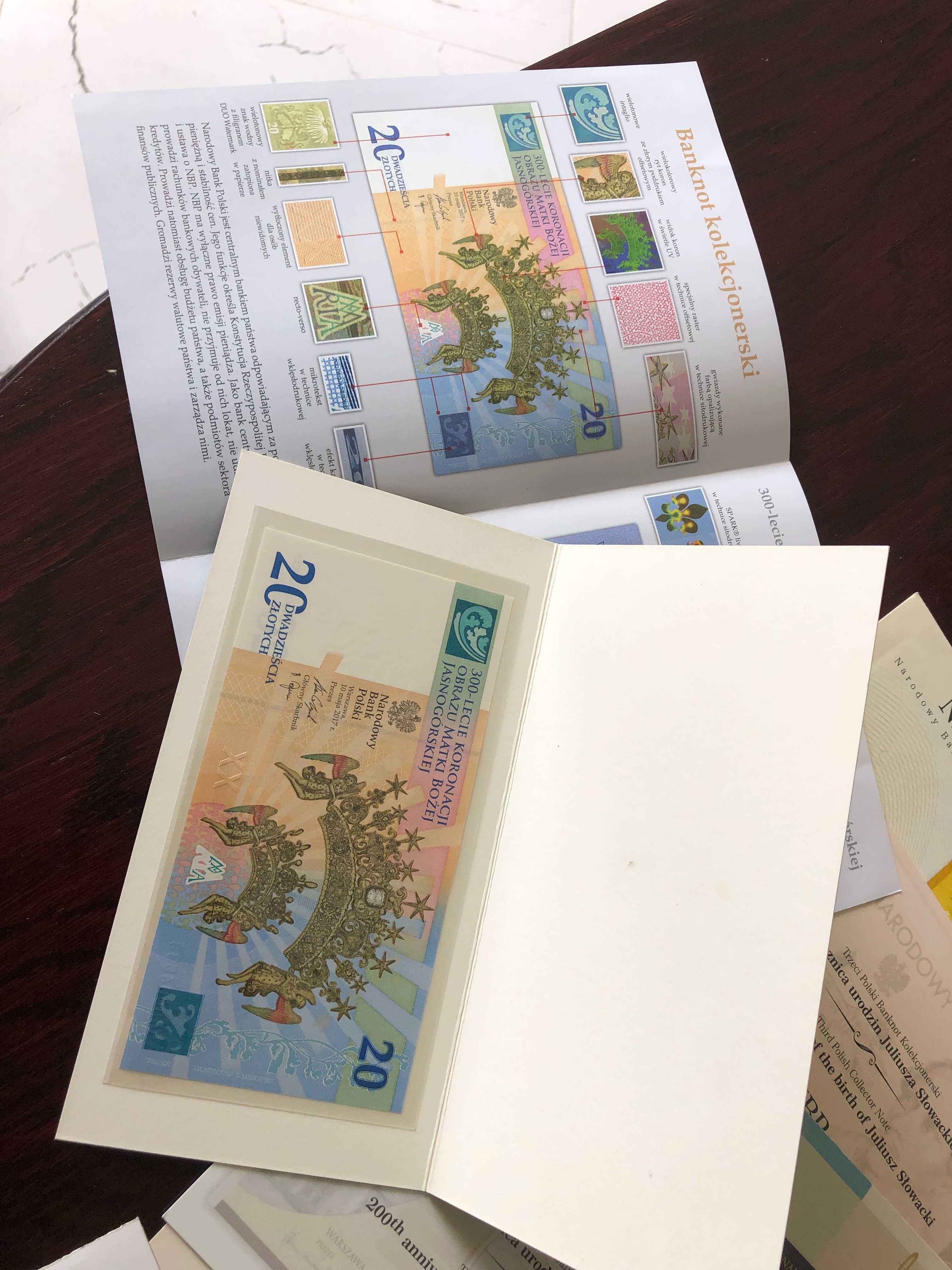 Banknoty kolekcjonerskie NBP komplet + foldery emisyjne