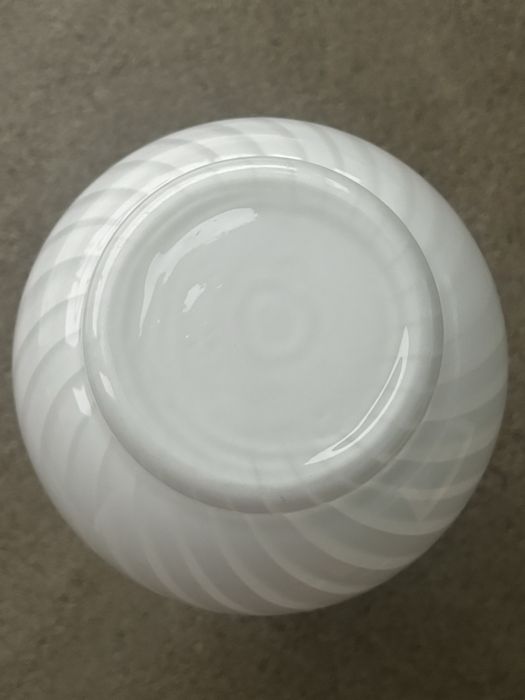 Wielki Piękny Biały Wazon Murano Swirl Venini Unikat Włochy 1970 Mega