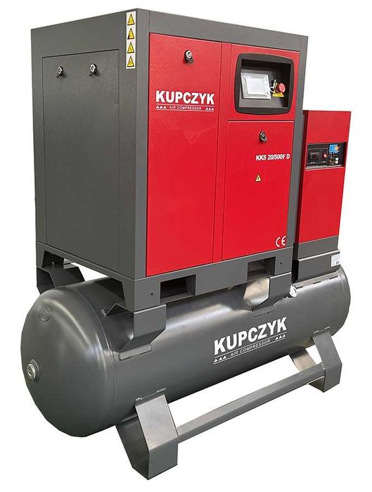 Kompresor śrubowy 2200 l/min 15 KW Falownik Osuszacz Filtry Kupczyk
