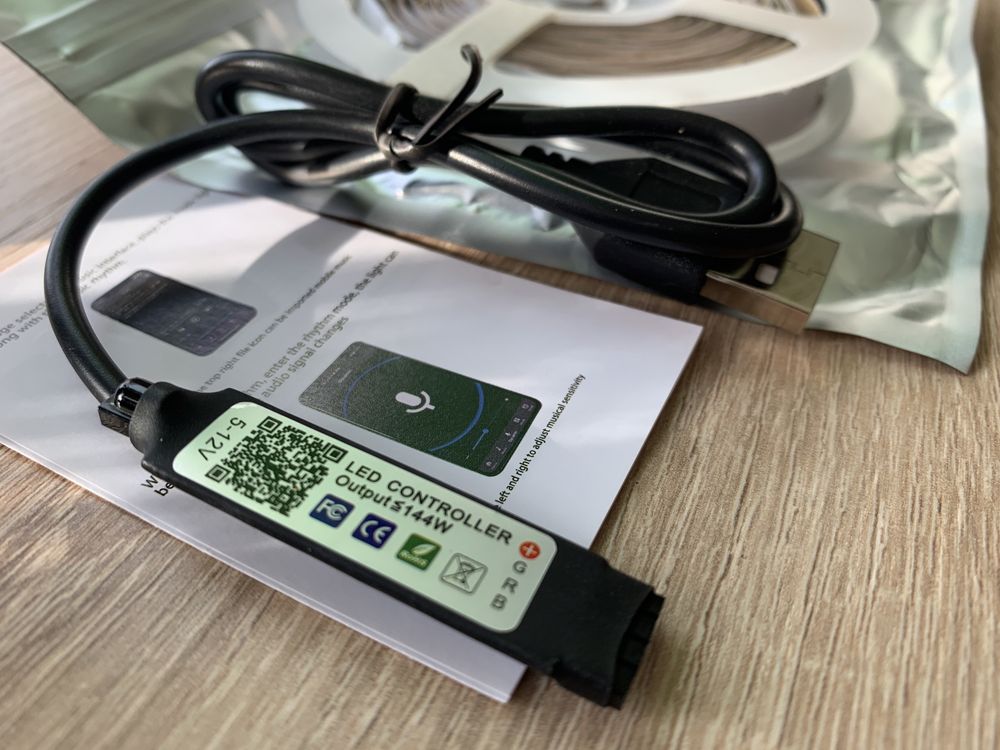 RGB Светодиодная лента 5В Bluetooth, Пульт ДУ 5050 Светомузыка, 5м