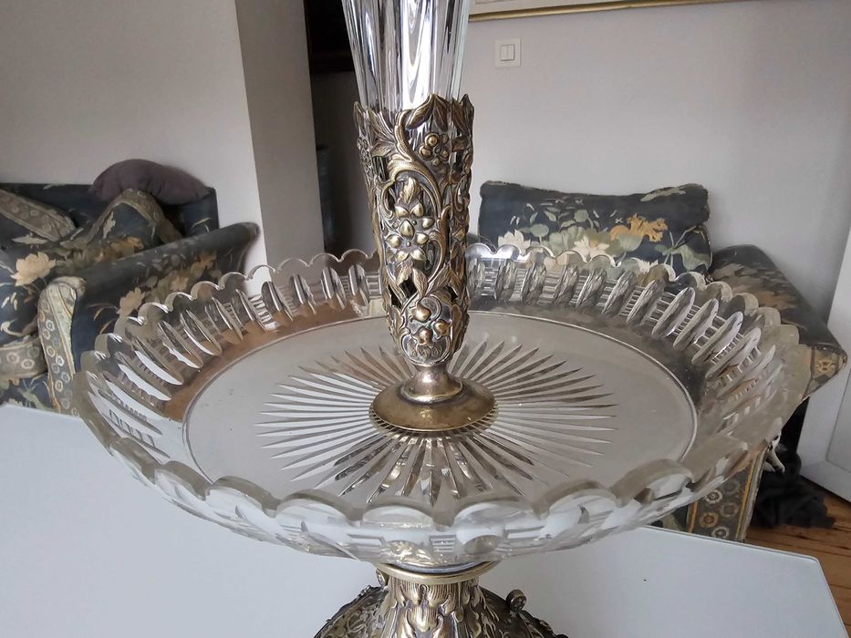 Przepiękna XIXw srebrzona etażera warszawska fabryki Gustawa Hennigera