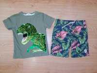 Комплект H&M: футболка футболочка с динозавром динозавр и шорты шорти