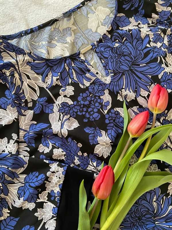 krótka sukienka granatowo czarna tunika plus size 4446 wiosna sukienka