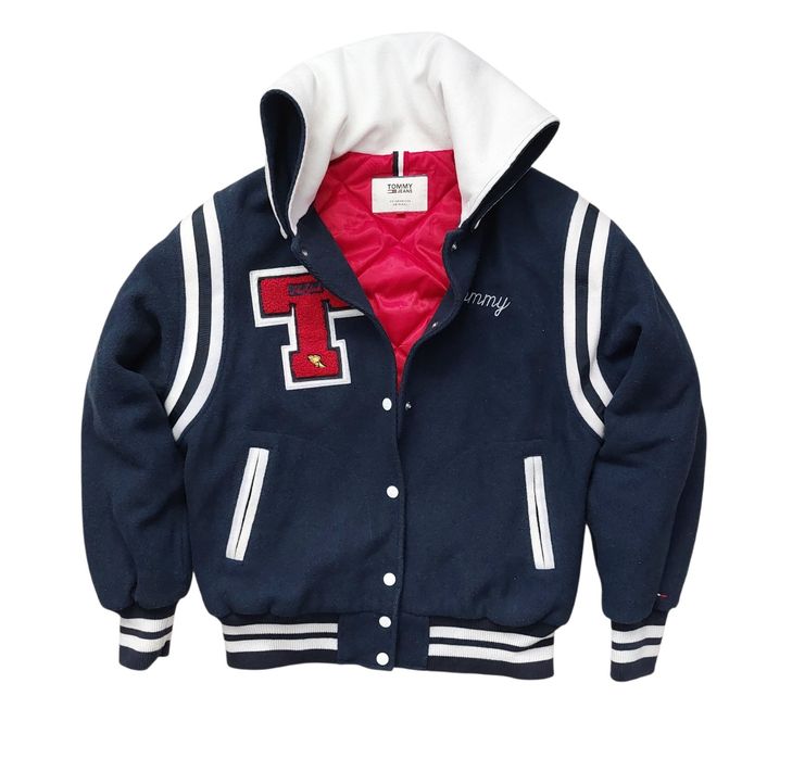 Tommy Hilfiger kurtka damska bejsbolówka ocieplana wełna z kapturem M