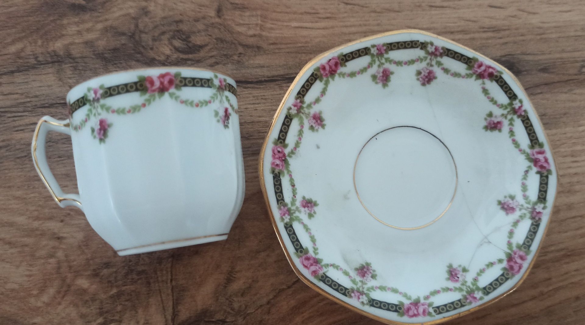 Stara Porcelanowa filiżanka z talerzykiem Jean Haviland Alexandrie