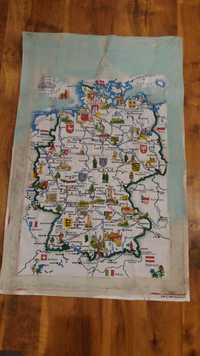Ręcznik - mapa Niemec 83cm.x 53cm. - stara