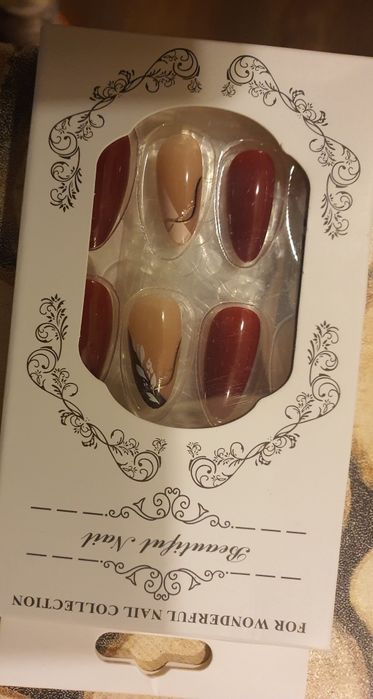 Sztuczne Paznokcie Tipsy Zdobione Samoprzylepne