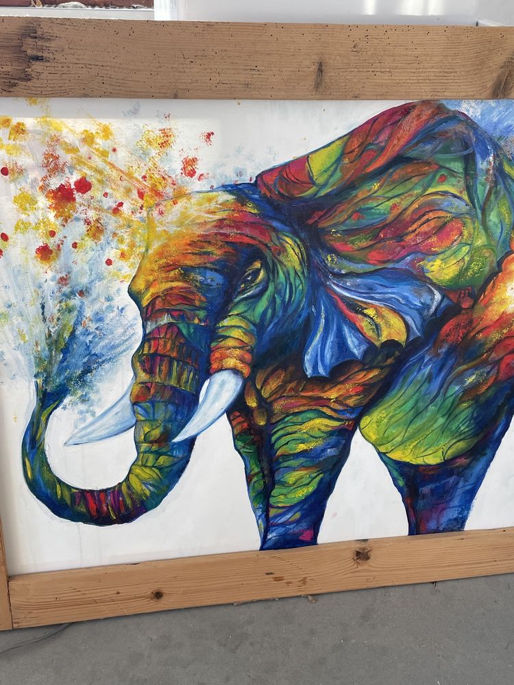 Piekny obraz olejny -słoń