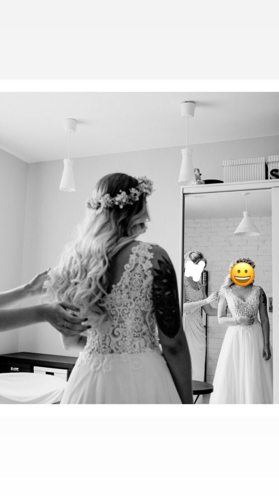 Rustykalna suknia ślubna boho muślin