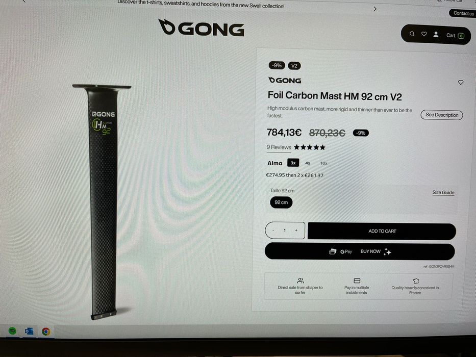 Mastro carbono HM 92 v2 Gong wingfoil