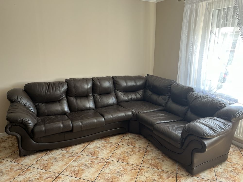 Super komplet skórzany duży narożnik plus 2 fotele