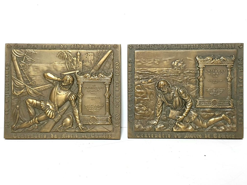 Conjunto de 3 medalhas em bronze "Luís de Camões" 1580 até 1980