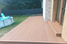 Taras kompozytowy taras drewniany balkon montaż deska tarasowa modrzew