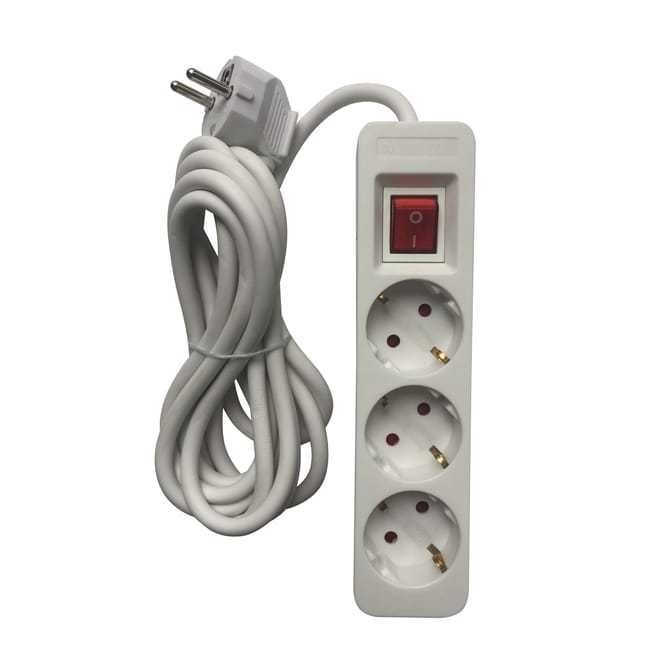 Extensão de 3 tomadas com interruptor 1,7m branco