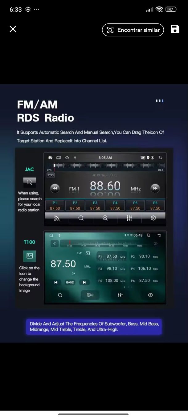 Rádio TOP 1DIN com Android e GPS