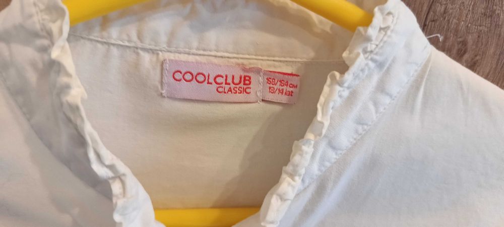 Cool Club biała koszula dziewczęca z falbaneczkami 158/164