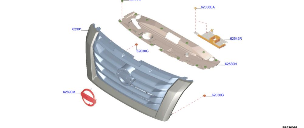 Решітка радітора Nissan Pathfinder R53 623106TA1A 623106TA0D