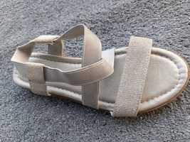 Sandały damskie srebrne używane M&S, rozmiar 36 (wkładka 23 cm)