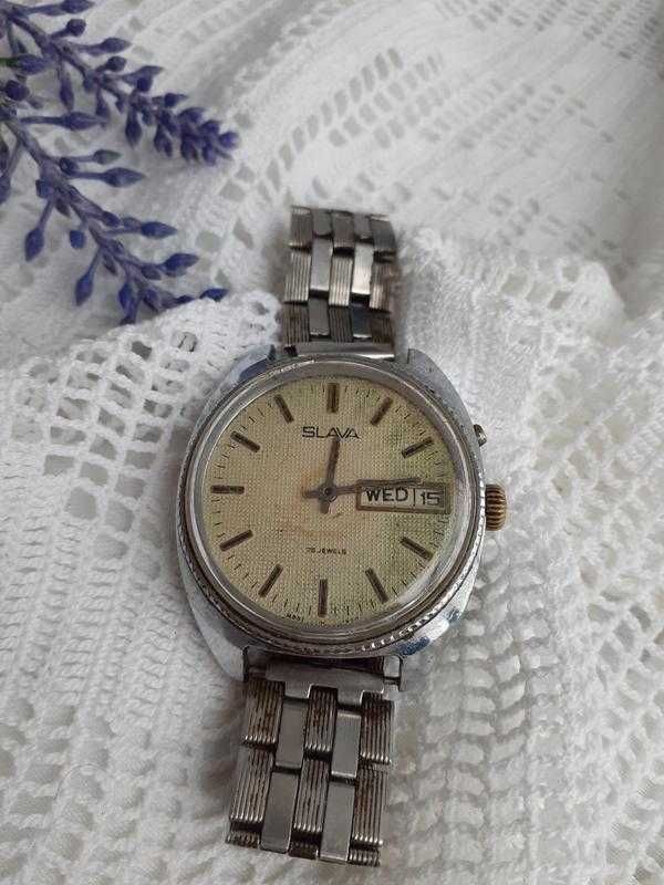 Слава Slava часы СССР наручные с металлическим браслетом мужские