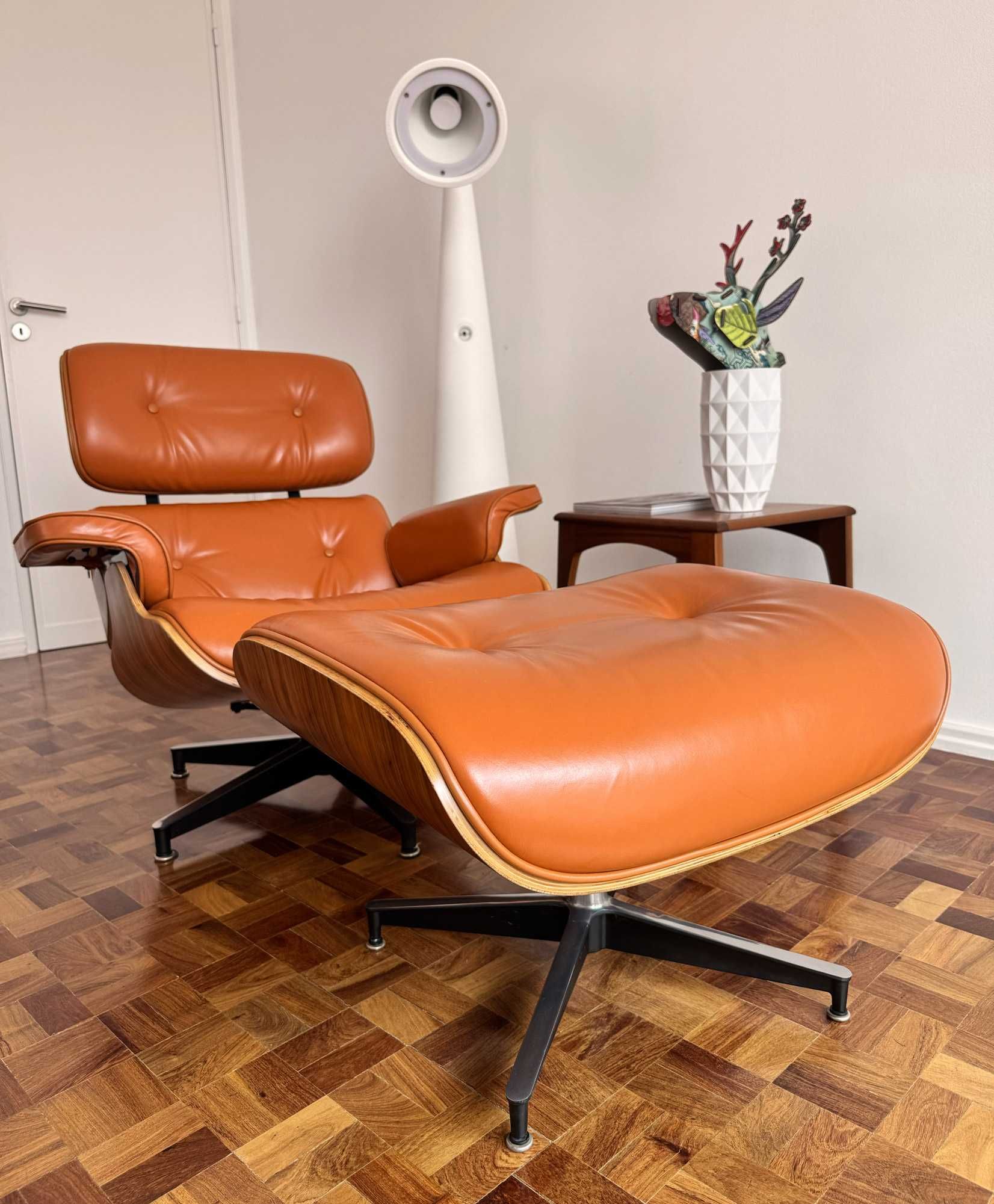 Cadeira lounge Eames com otomano – réplica de alta qualidade
