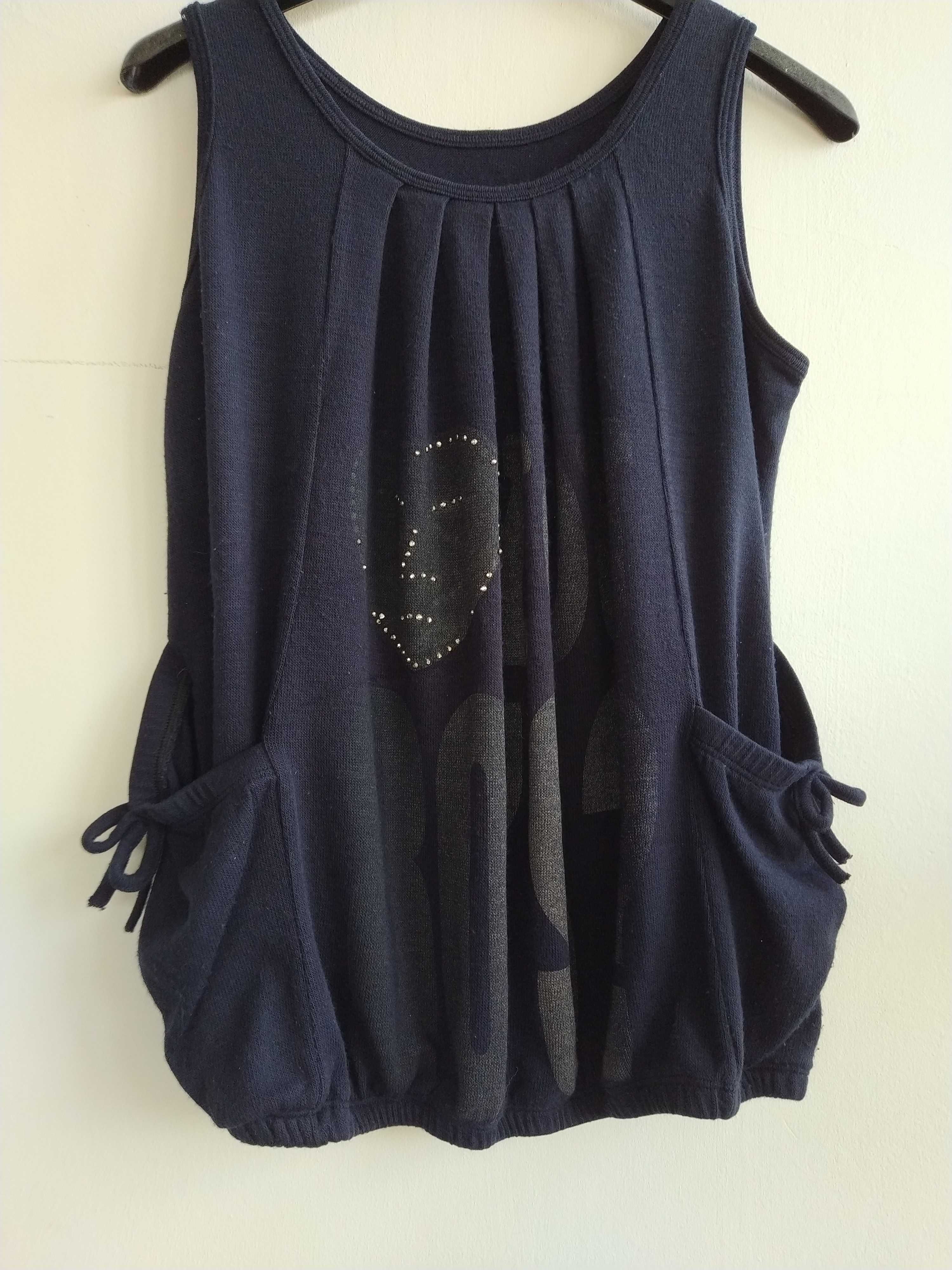 Top / camisola azul com brilhantes - Tamanho L / XL