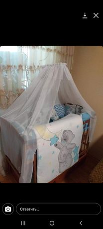 Кроватка для новорожденных ,,НАТАЛКА,, с коробом для белья, (маятник)