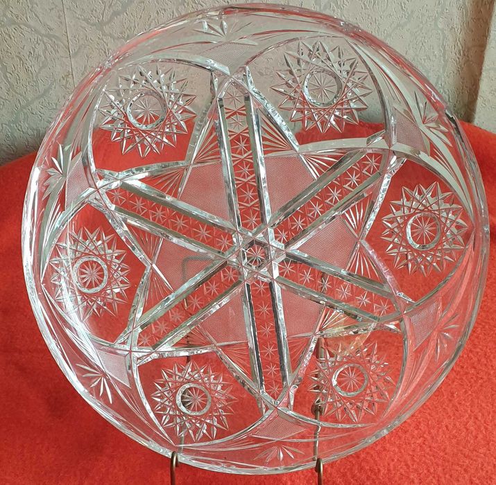 Duża patera kryształowa