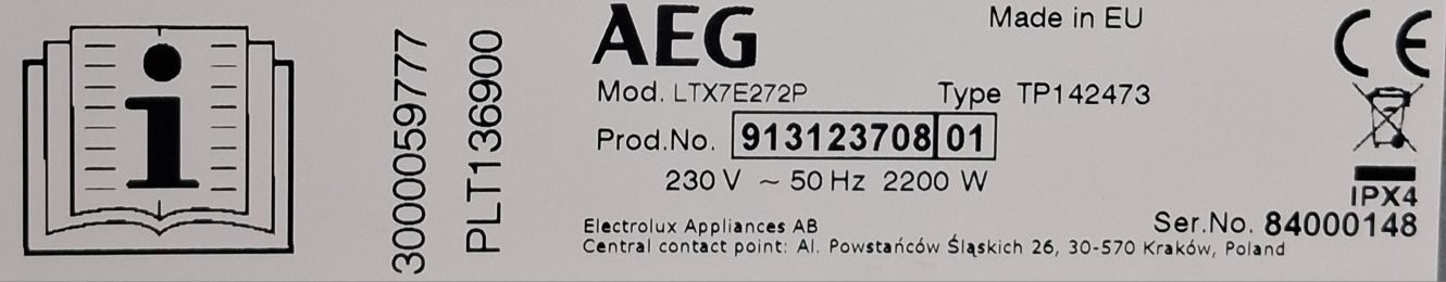 Pralka AEG 7kg z transportem,Gwarancja