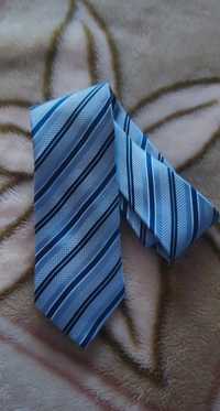 krawat jedwabny 100% jedwab silk niebieski