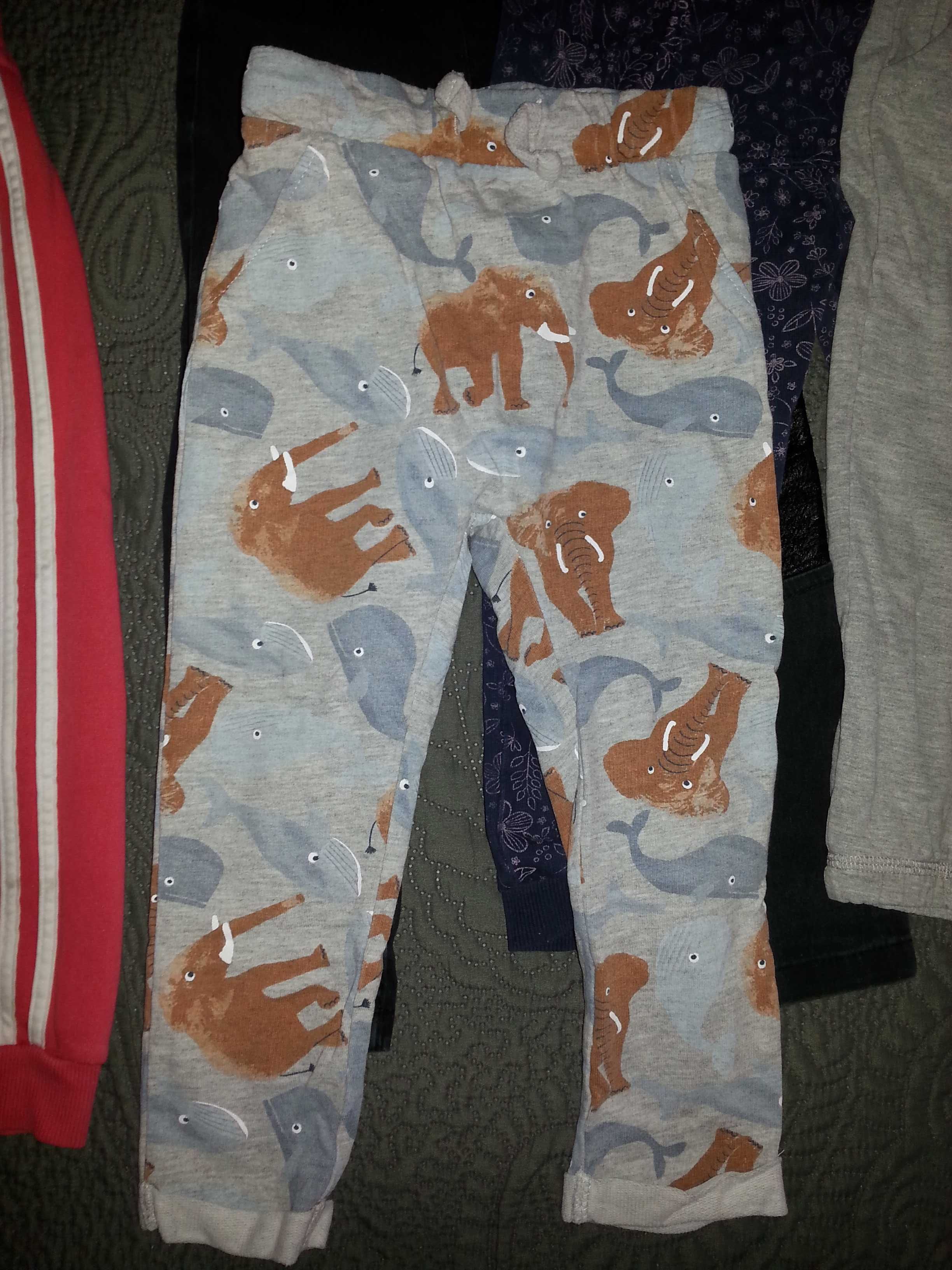 Spodnie dla dziewczynki, 3 pary adidas, słoniki