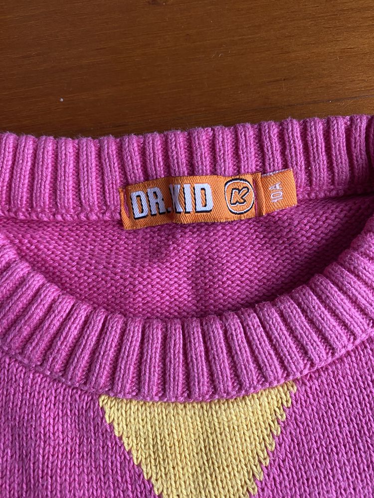Camisola de lã rosa e colorida dr.kid 8 anos