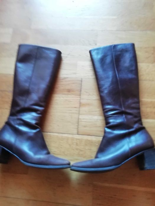 Botas de cano alto de pele genuína Pierre cardin