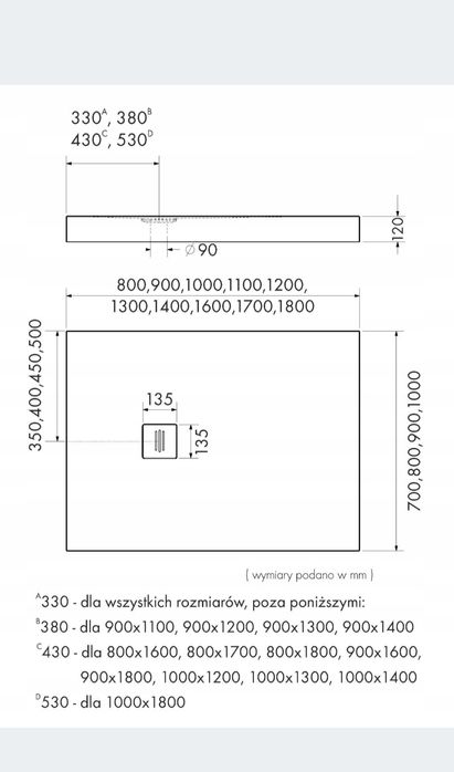 Nowy brodzik Schedline NonLimits blackline 80x90 czarny black Stone 12