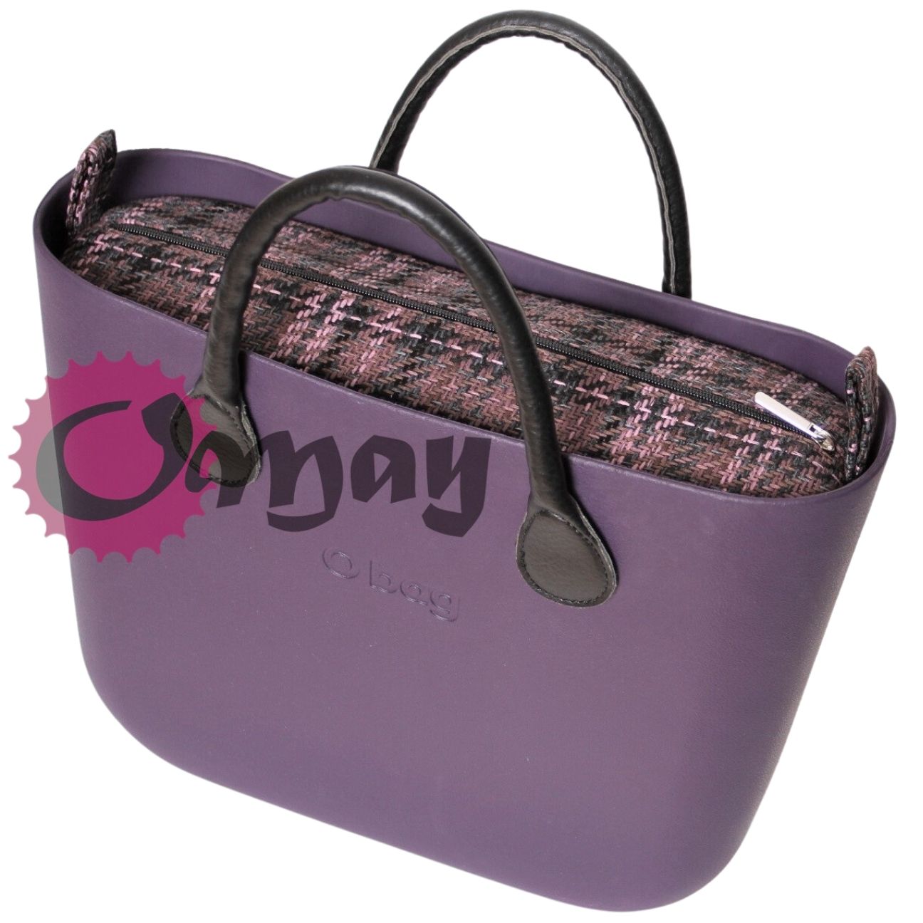 CZARNY organizer OBAG STANDARD plecionka fiolet 2 kieszenie wkład OMAY