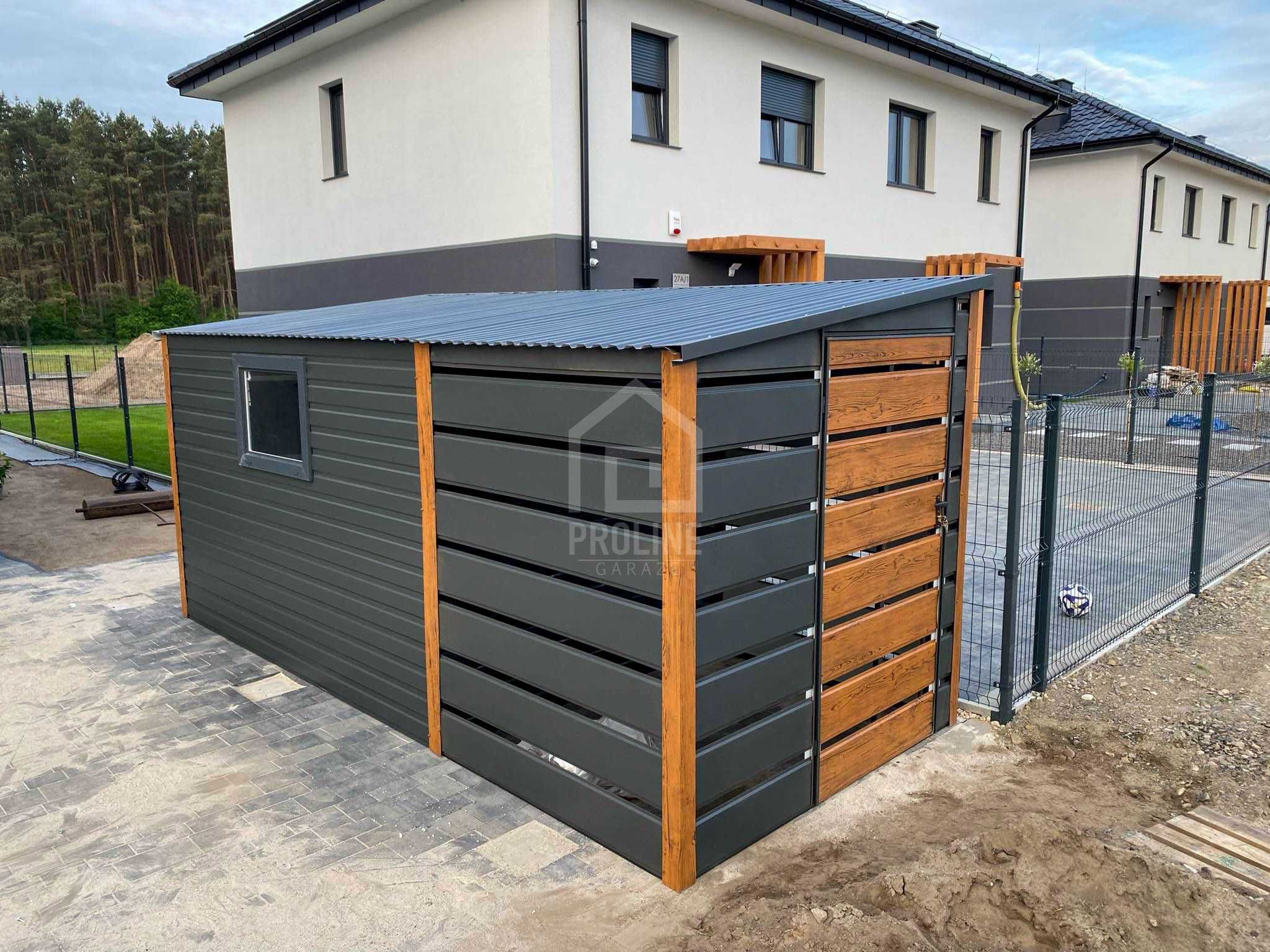 Schowek Domek Ogrodowy 3x2m + wiata 2m 2x Drzwi okno dach spad PLG132