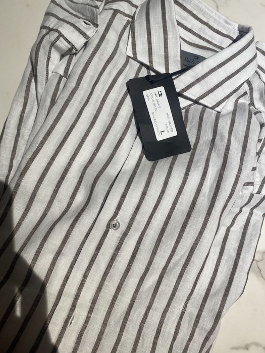 Lniana (len) koszula włoska nowa męska L